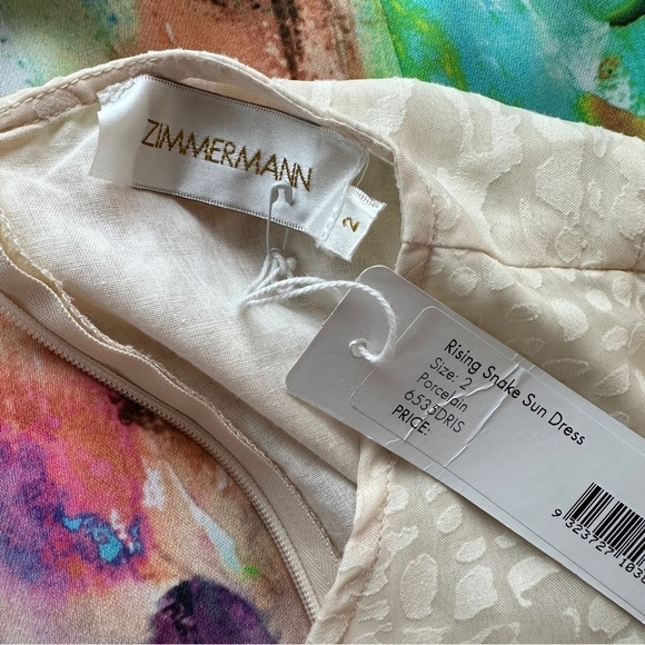 ZIMMERMANN Rising Snake Sun Dress in Porcelain Size 2 US 8 - Picture 9 of 11
